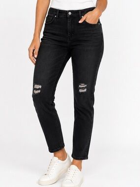 Lisa Rinna Black Distressed Skinny Jeans High Rise Stretch Size 24W